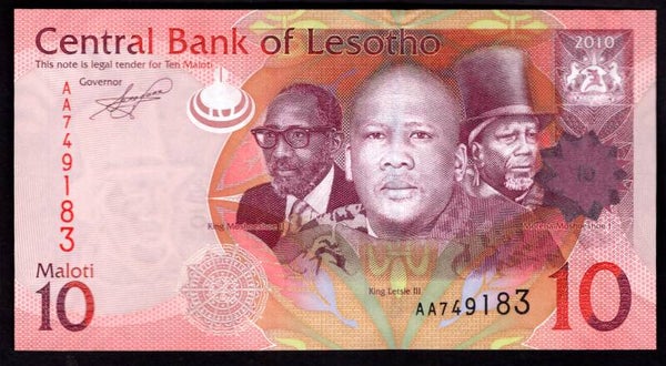 Lesotho, 10 Maloti, 2010 (WPM 21a), AA749183. AU.