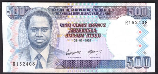 Burundi, 500 Francs, 5-2-1995 (WPM 37A). R152408. AU-UNC.