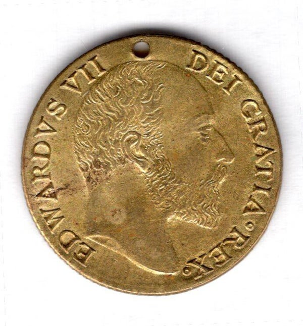 Edward VII. Hinks Wells Ink token. Pierced.