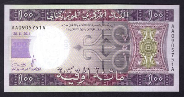 Mauritania. 100 Ouguiya 2011 AA0905751A UNC. dy14338