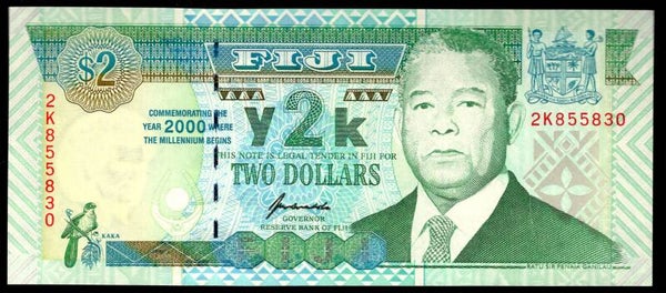 Fiji, $2 (2000) (WPM 102a). 2K855830. AU-UNC.