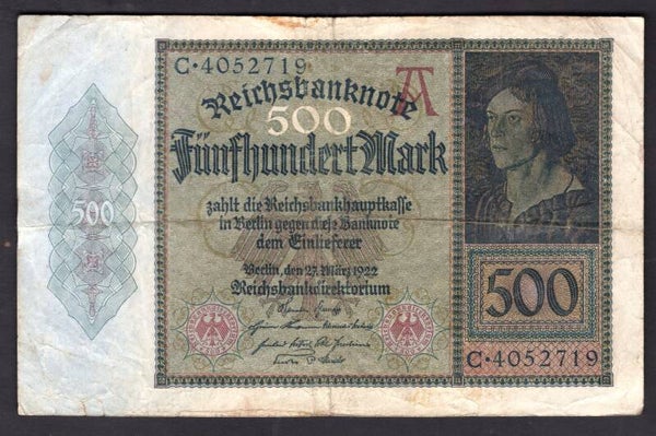 Germany. 500 Mark 27-3-1922. C.4052719. Crisp GF+.