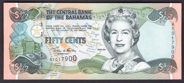 Bahamas, 50 Cents, 2001 (WPM 68). A1017900. UNC.
