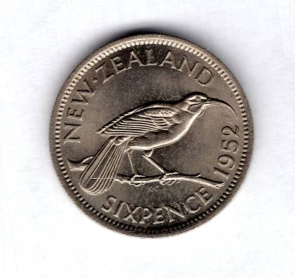 New Zealand. George VI. Sixpence 1952.