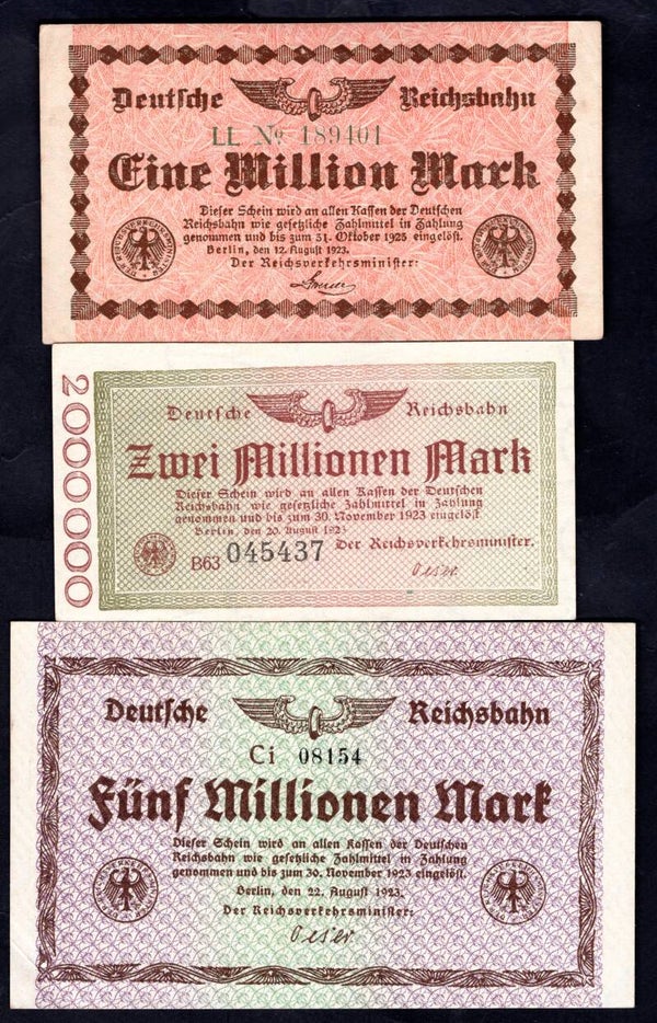 Germany, 6 Railway Inflation Issues, 1923.