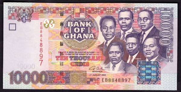 Ghana, 10,000 Cedis, 4-8-2003 (WPM 32b). EB8848897. UNC.