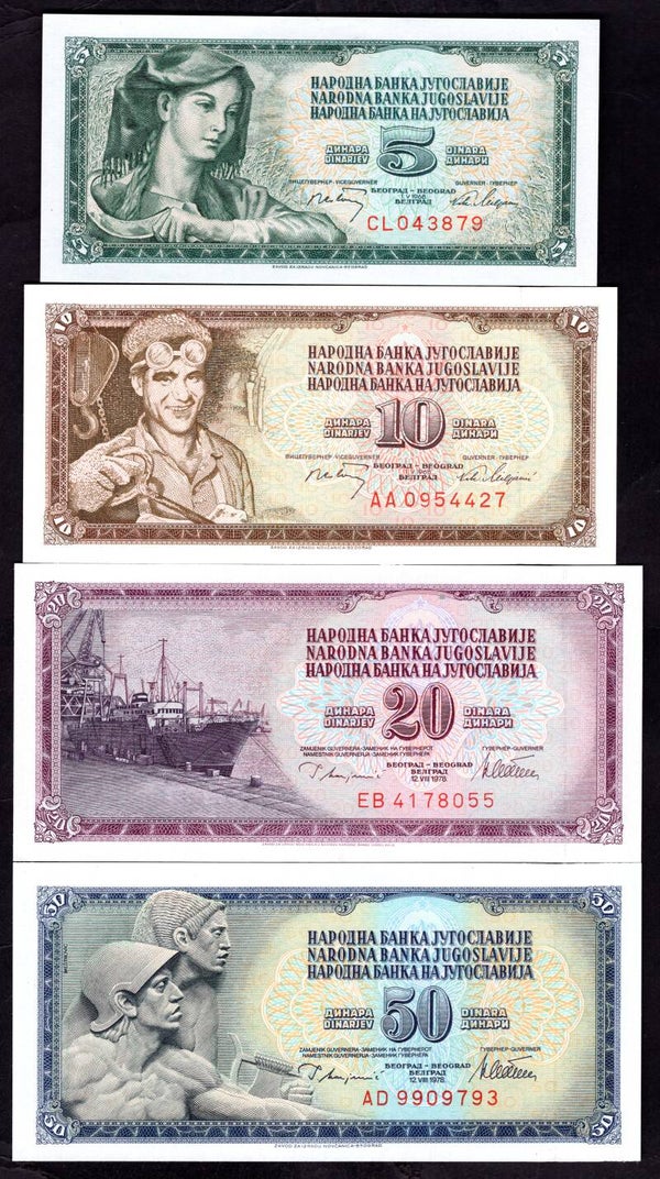 Yugoslavia, 7 note set, 1965-1981.   dy14618