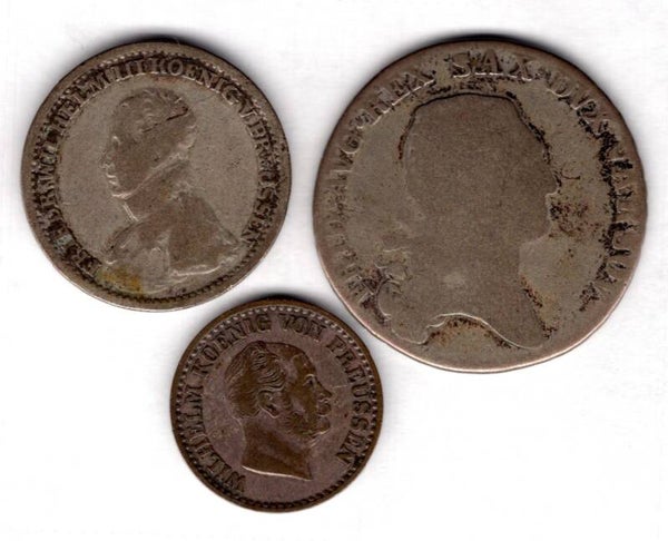 Germany, 3 German States Coins.