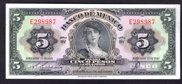 Mexico, 5 Pesos, Nov-23-1949 (WPM 34k). E298987. EF.