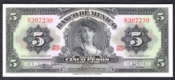 Mexico, 5 Pesos, 19-November-1969 (WPM 60j). R307230. UNC.
