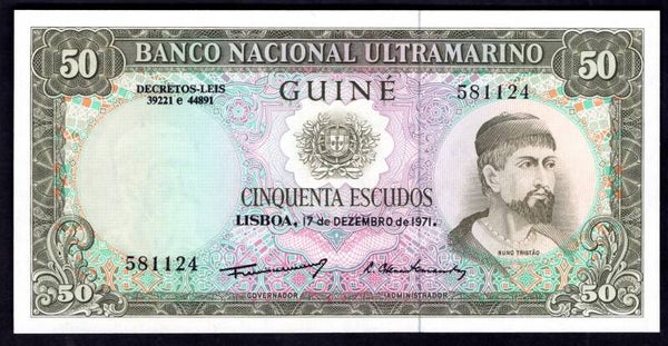 Portuguese Guinea, 50 Escudos, 17-12-1971 (WPM 44a). 581124. AU-UNC.