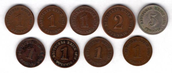 Germany, 9 coins, better dates/mint marks. DY14866