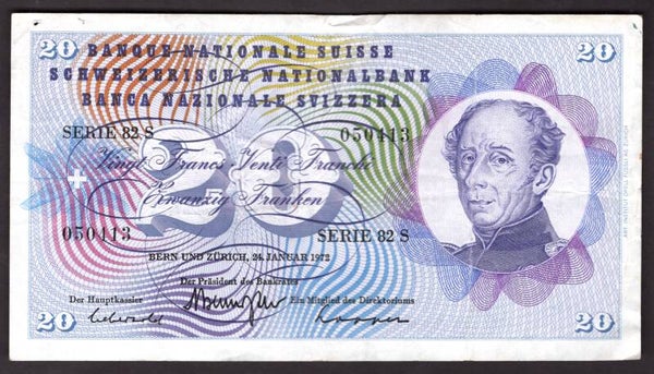 Switzerland. 20 Francs 1972. Crisp Fine.  dy14868