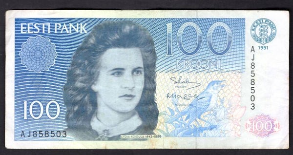 Estonia, 100 Krooni 1991 (WPM 74) AJ858503. Crisp GF.