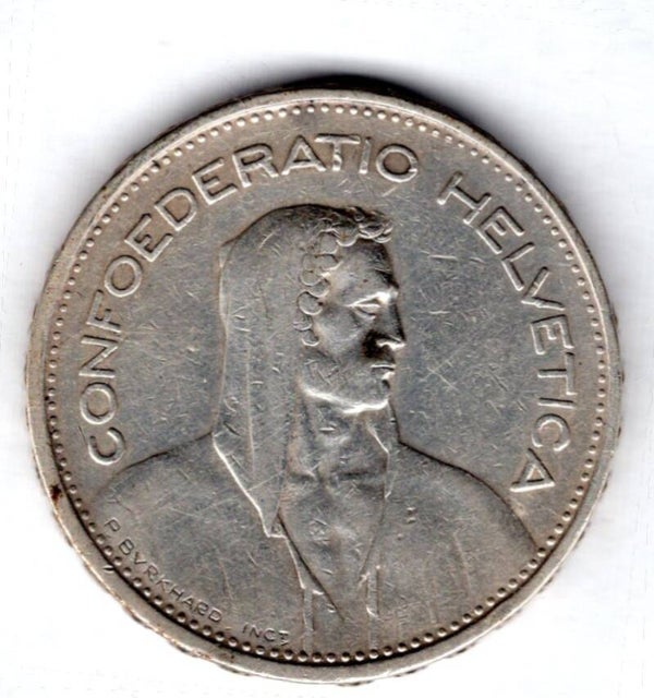 Switzerland. 5 Francs 1932B.   dy15303