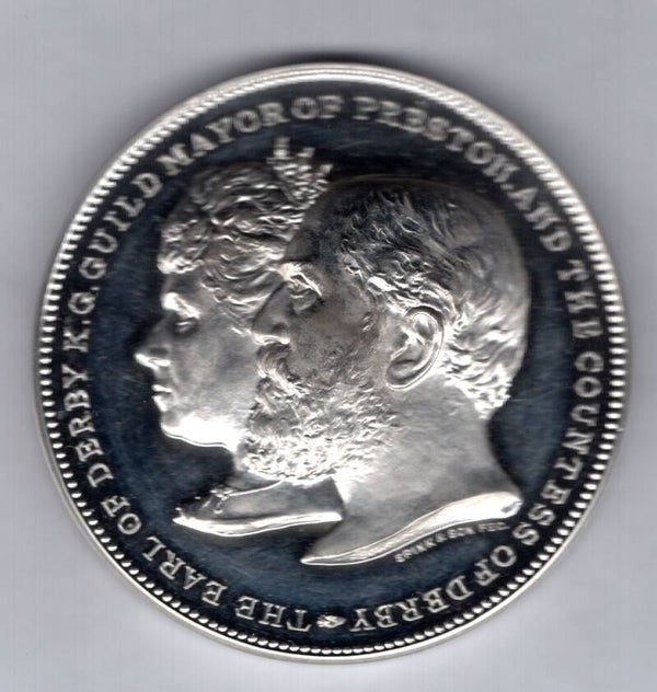 Preston Guild Merchant Medallion in white metal 1902. 5cm diameter. DY15359