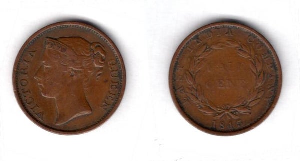 East India Company. 1/2 Cent 1845.  dy15370