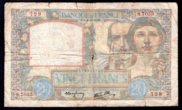 France, 20 Francs, 4-12-1941 (WPM 92b). 175817729. VG.