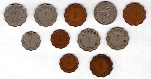 Cyprus, George V & VI, 11 coins. DY15415