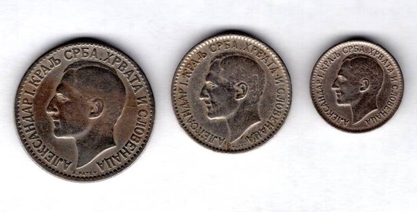Yugoslavia, 50 Para, 1 Dinara, 2 Dinara all 1925.   dy15501