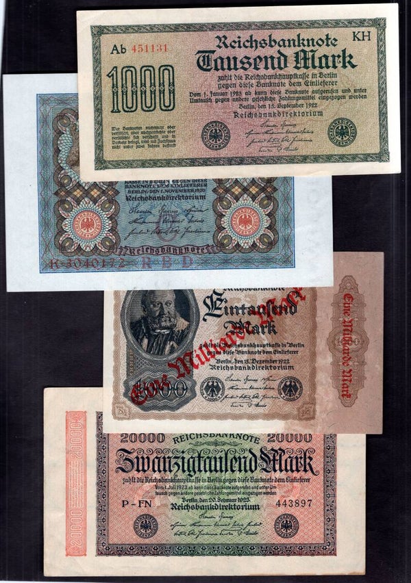 Germany. 14 banknotes, mixed grades.  DY15900