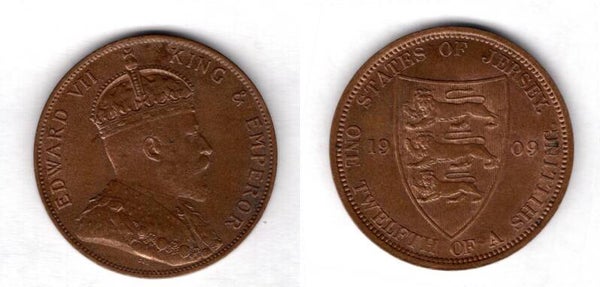 Jersey. 1/12th Shilling 1909 AU.  dy16029