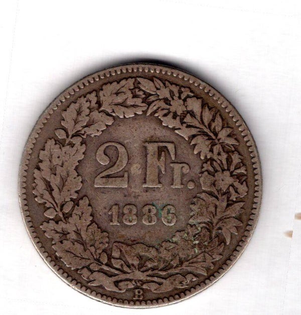Switzerland. 2 Francs 1886.  dy16080