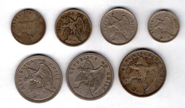 Chile, 7 coins, details below. DY16111