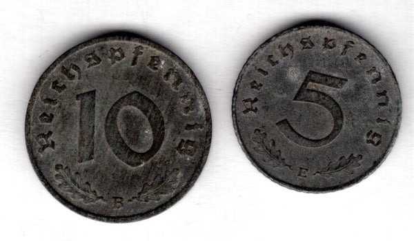 Germany, 5 RPF 1943E & 10 RPF 1943B.