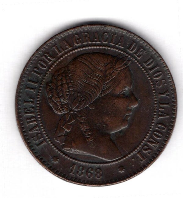 Spain. 5 Centimos 1868. NEF.   dy16257