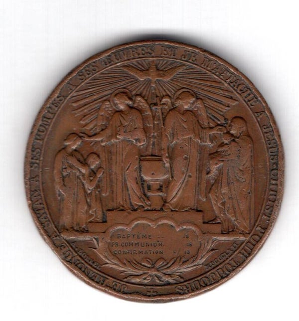 France. Religious copper Medallion. 19th Century.