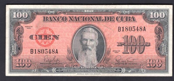 Cuba. 100 Pesos 1959 (WPM 93a). B180548A. VF.