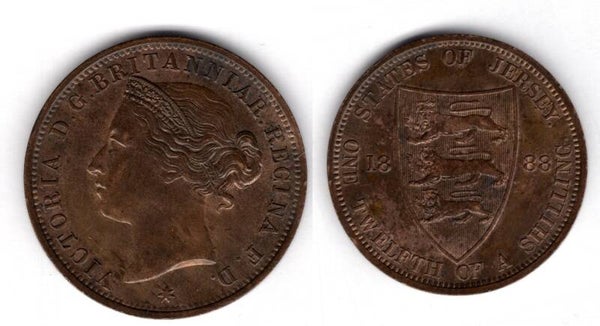 Jersey. 1/12th Shilling 1888 AU.  dy16328