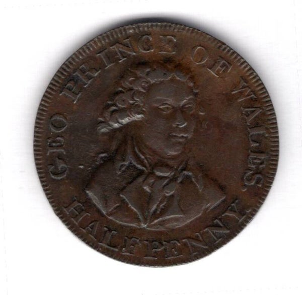 Prince of Wales Middlesex Halfpenny 1790s.