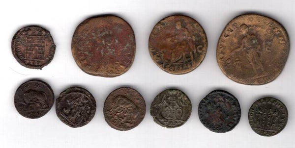 Roman. 10 very low grade examples. DY16434
