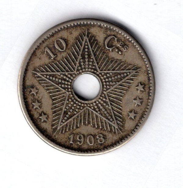 Belgian Congo. 10 Centimes 1908.   dy16454