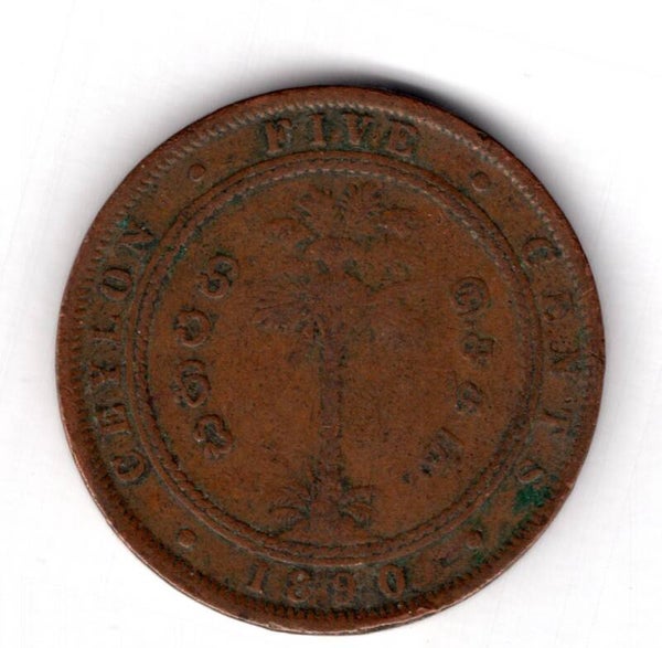 Ceylon. 5 Cents 1890.               DY16649