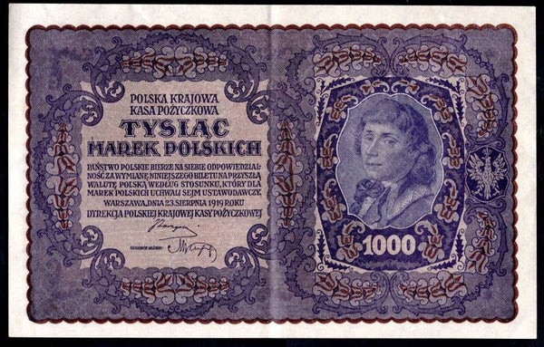 Poland, State Loan Bank. 1,000 marek, 1919, various series. VF-EF.