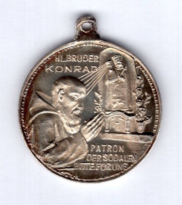 Germany. "Brother Konrad" white metal religious medallion.