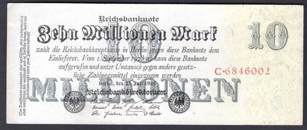 Germany. 10 Million Mark. 25-7-1923. C.6846002. GVF+.
