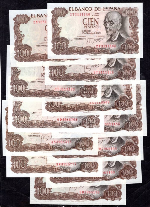 Spain. 100 Pesetas x 12. 1970 GEF-AU.   dy17034