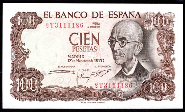 Spain. 100 Pesetas 1970. Various series.