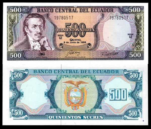 Ecuador. 500 Sucres. 8-6-1988. Series GV. UNC.