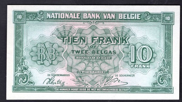Belgium. Ten Francs 1943. EF.   dy17056