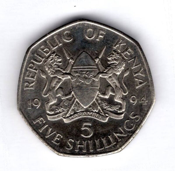 Kenya. 5 Shillings 1994.