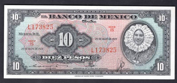 Mexico. 10 Pesos 20-5-1959. IS L173825. EF.
