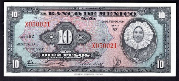 Mexico. 10 Pesos 26-7-1950. EF.  dy17131