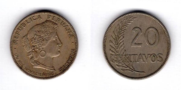 Peru. 20 Centavos 1919.  dy17208
