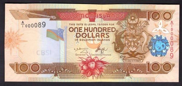 Solomon Islands. $100 (2006). A/1 000089. UNC.