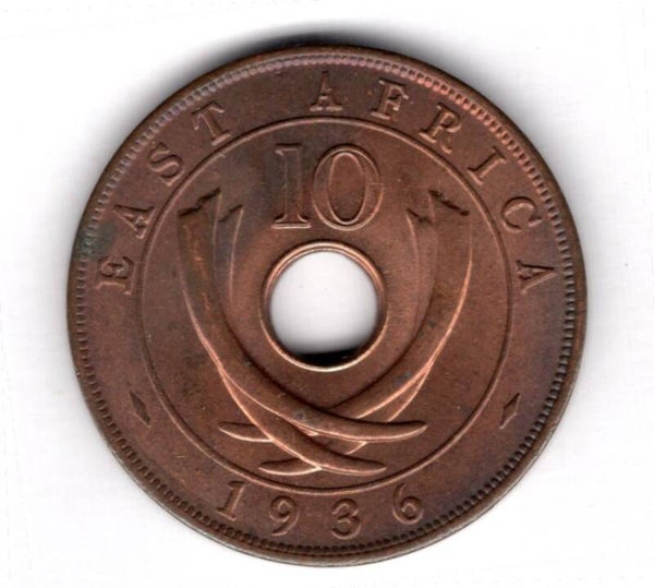 British East Africa. 10 Cents 1936KN. Lustrous UNC. dy17222